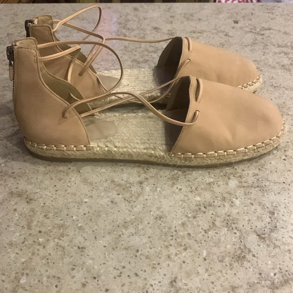 NWOT Eileen Fisher Lee d'Orsay Flat Leather Espadrille Sandals Size 8.5